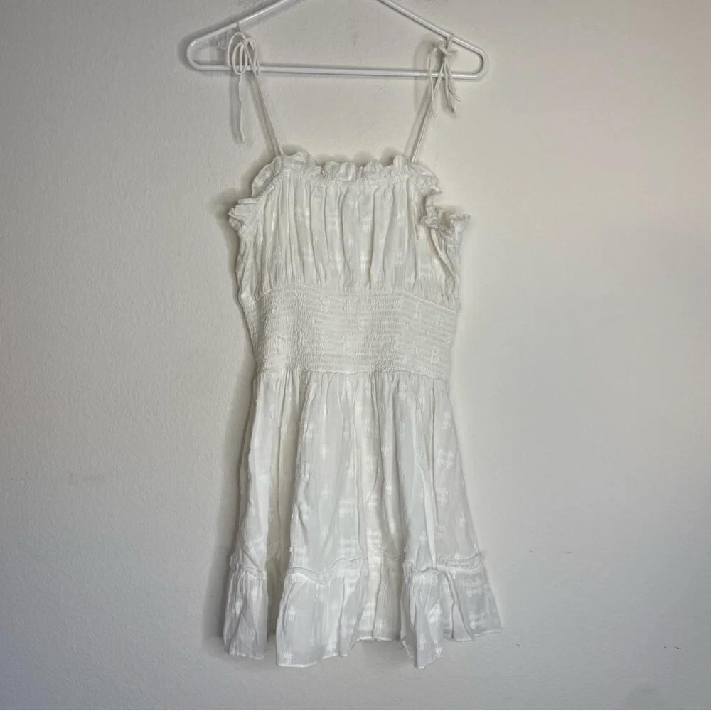 Cleobella Mar Marrakesh White Jacquard Smocked Ruffle Mini Dress - Picture 4 of 10